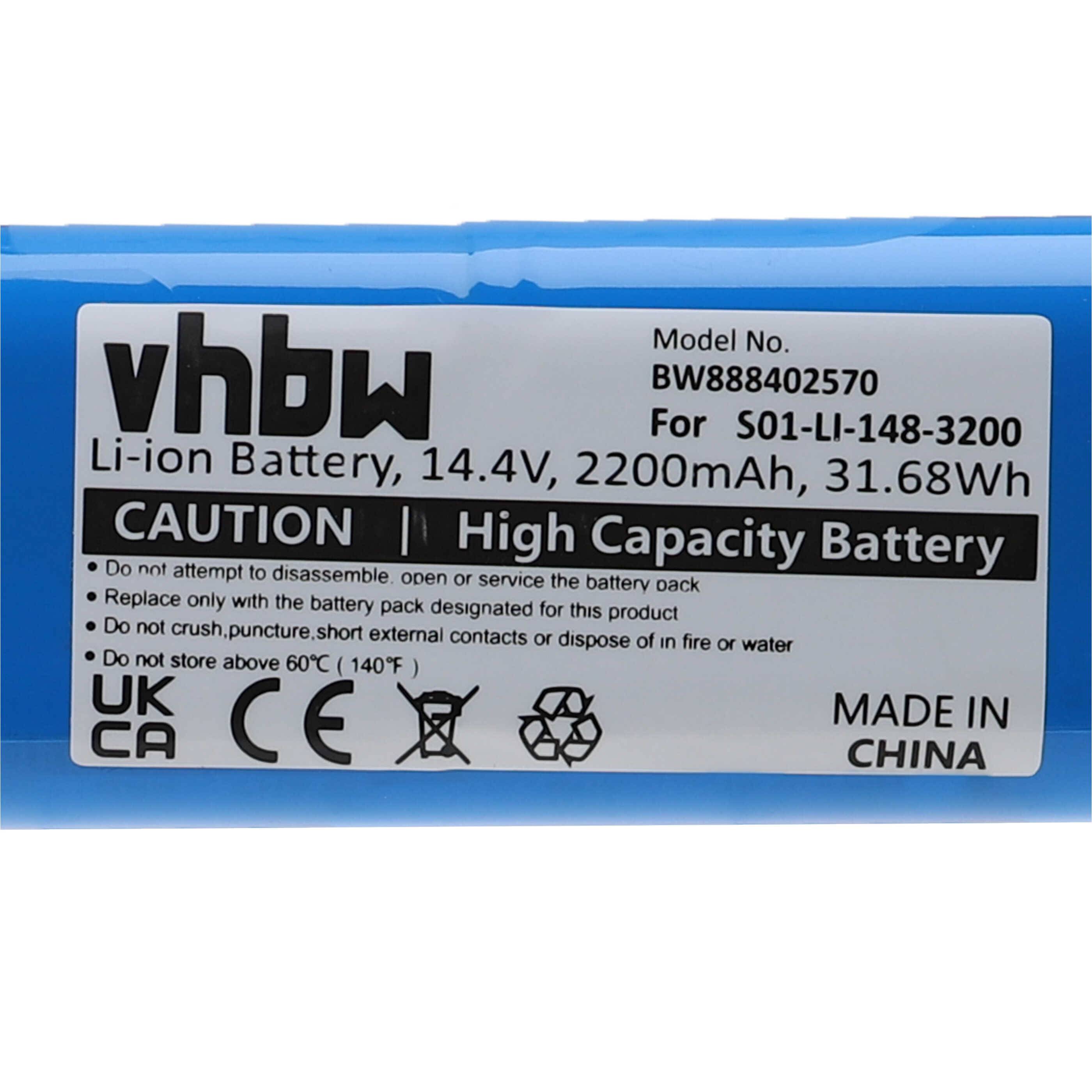 vhbw Akku kompatibel mit Ecovacs Deebot N5 HERO, Deebot N5 GO, Deebot DV37, Deebot N5, Deebot DV66 Staubsauger (2200 mAh, 14,4 V, Li-Ion)