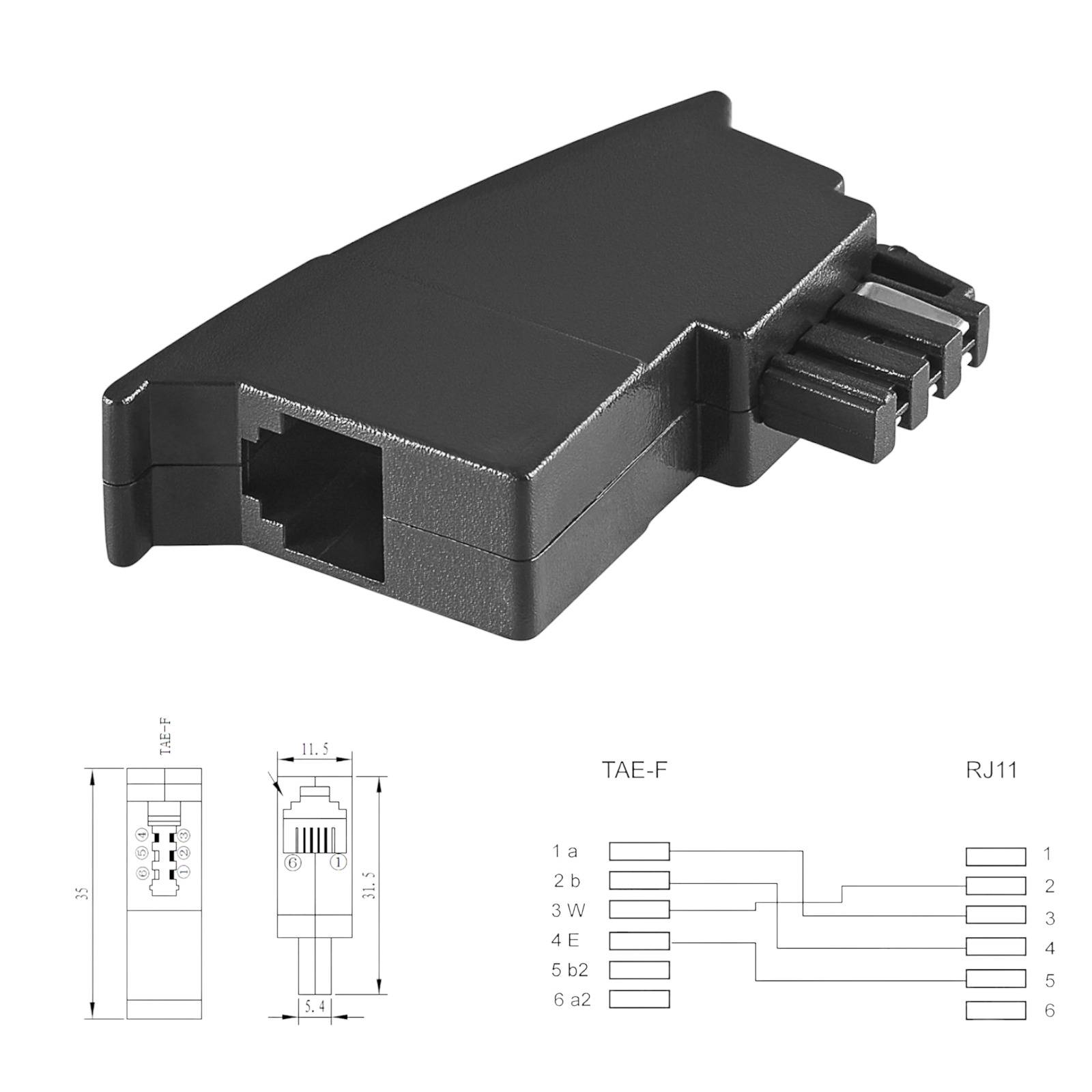 Telefon-Adapter TAE F-Stecker > RJ11 (6P4C) Kupplung (10er-Pack)