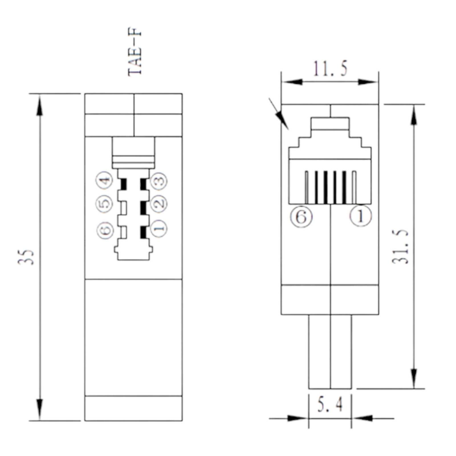 Telefon-Adapter TAE F-Stecker > RJ11 (6P4C) Kupplung (10er-Pack)