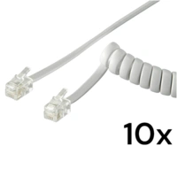 10x Telefonhörer-Spiralkabel RJ10-Stecker (4P4C) > RJ10-Stecker (4P4C) weiß, 2m 10x Telefonhörer-Spiralkabel RJ10-Stecker (4P4C) > RJ10-Stecker (4P4C) weiß, 2m