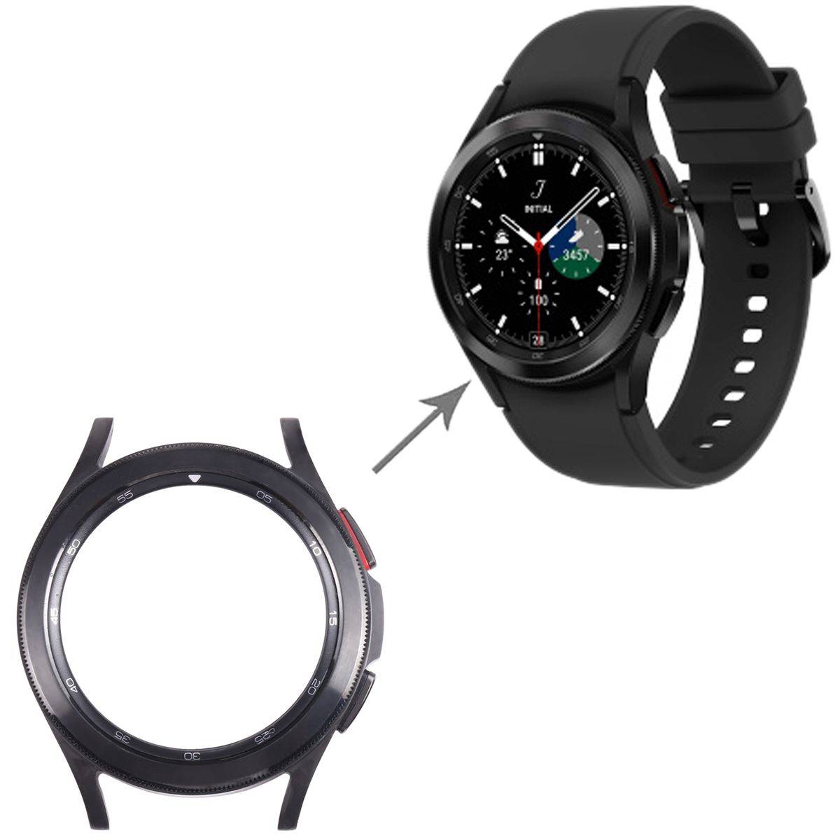 Für Samsung Galaxy Watch 4 Classic 42mm SM-R880 LCD Rahmen Bezel Ersatzteil Reparatur Schwarz