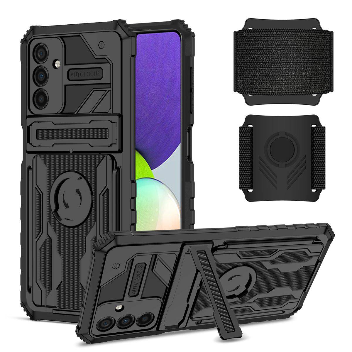 Für Samsung Galaxy A54 5G Shockproof Armor Hülle mit Armband Schutz Schwarz