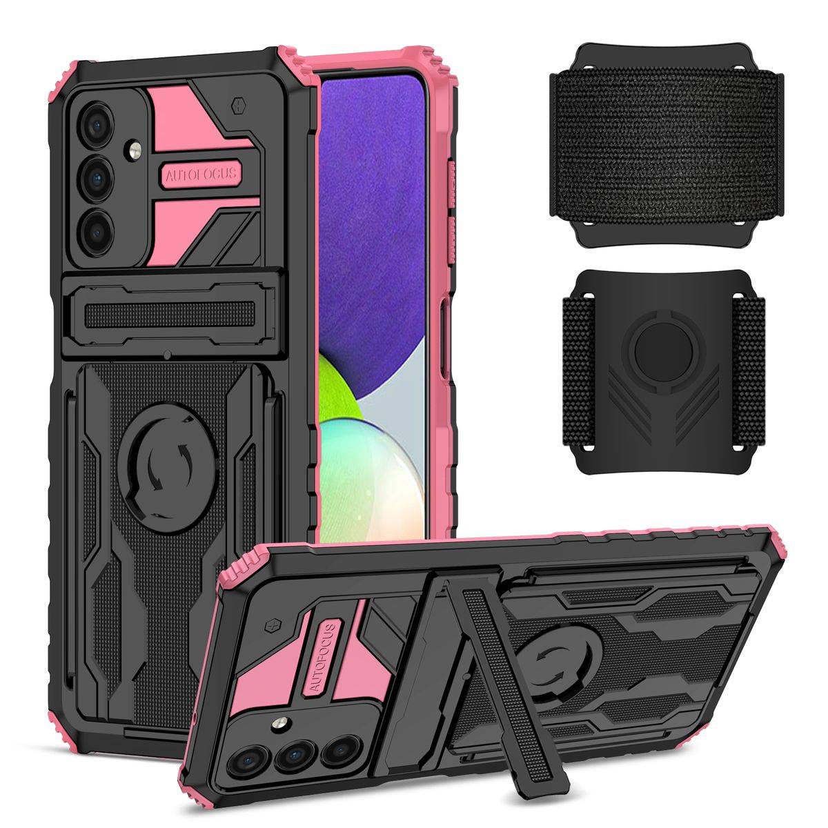 Für Samsung Galaxy A54 5G Shockproof Armor Hülle mit Armband Schutz Rosa