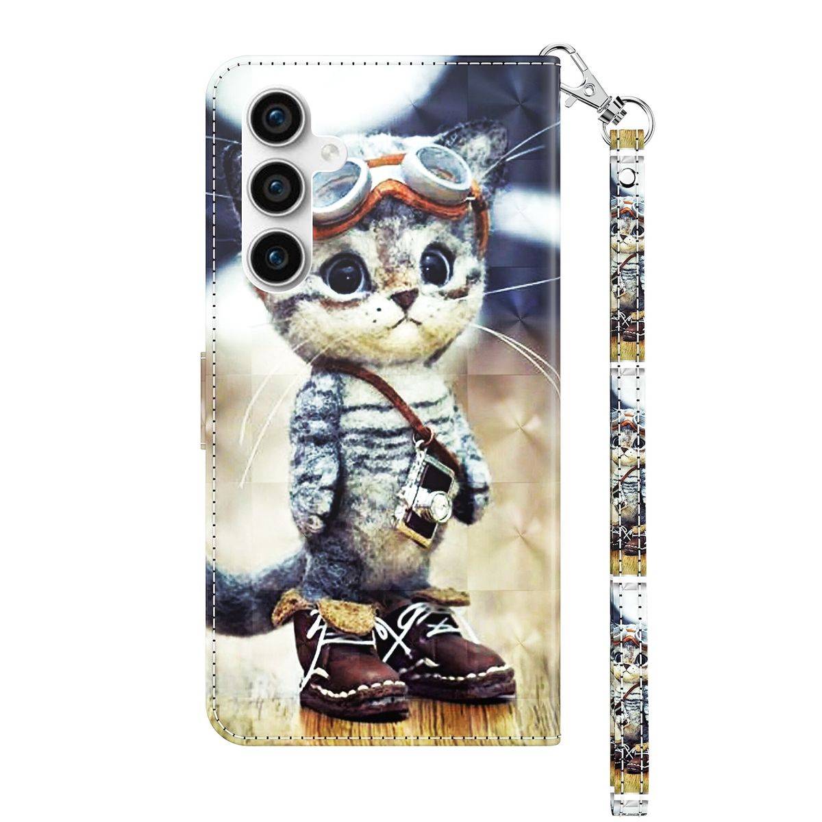 Für Samsung Galaxy S23 FE 3D Kunstleder Handy Tasche Book Motiv Hülle