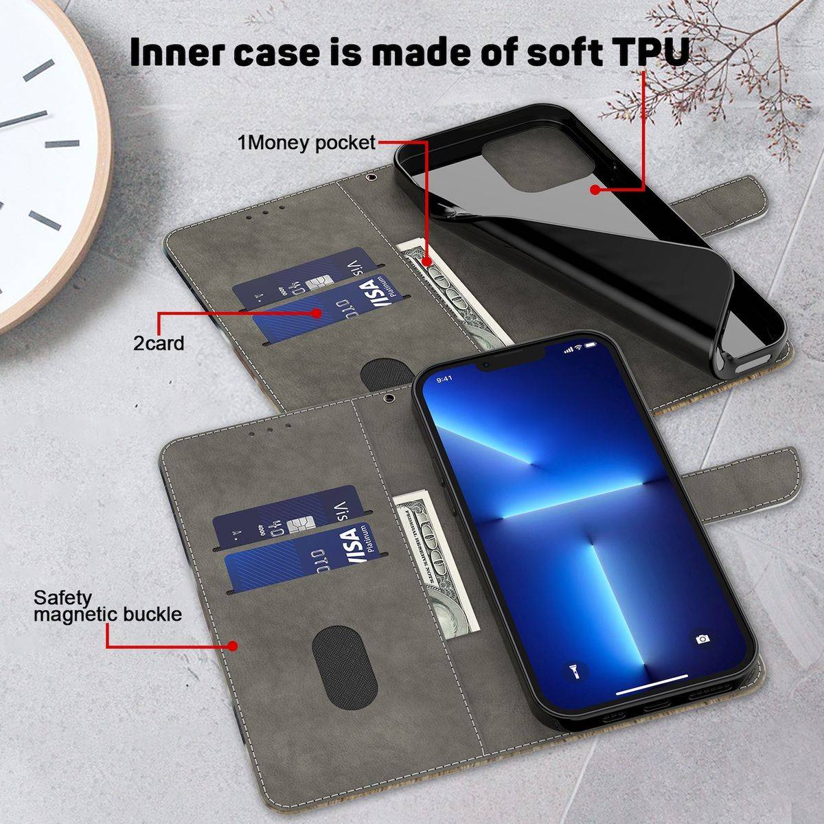 Für Samsung Galaxy S23 FE 3D Kunstleder Handy Tasche Book Motiv Hülle