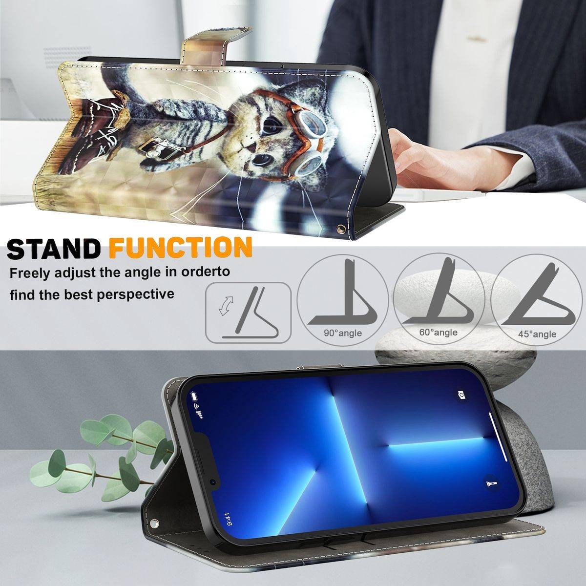 Für Samsung Galaxy S23 FE 3D Kunstleder Handy Tasche Book Motiv Hülle