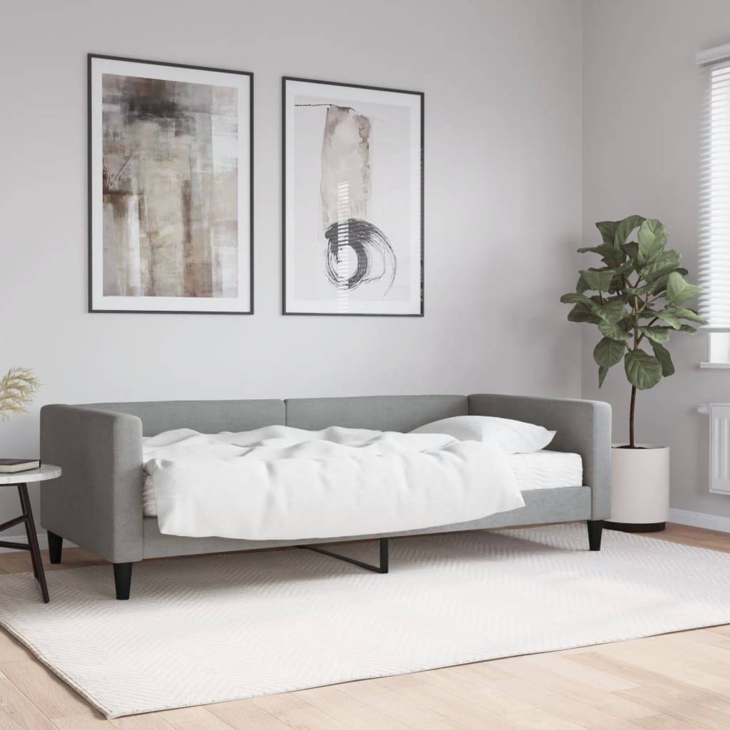 vidaXL Tagesbett mit Matratze Hellgrau 90x200 cm Stoff