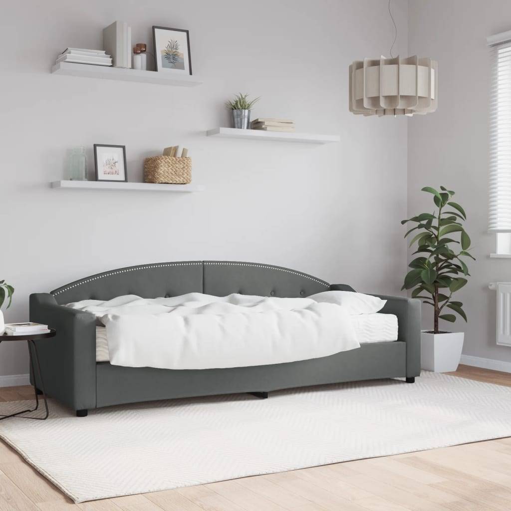 vidaXL Tagesbett mit Matratze Dunkelgrau 80x200 cm Stoff