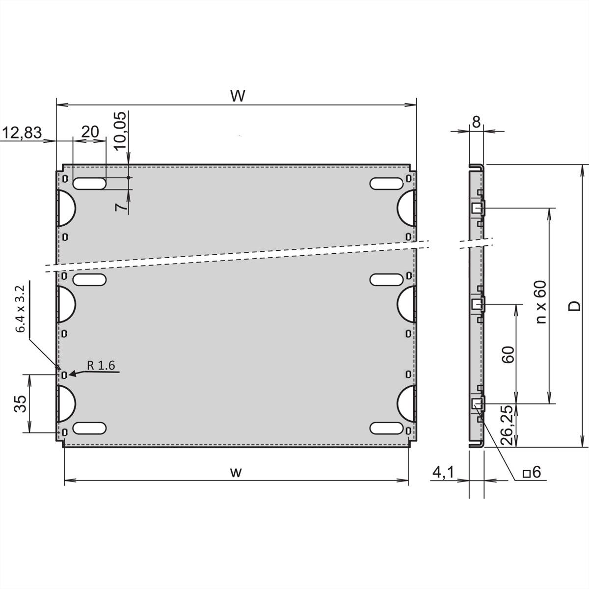 SCHROFF Montageplatte Standard - MONTAGEPLATTE 220T 63TE