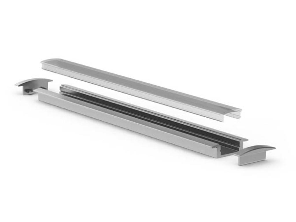 RECESSED SLIMLINE 7 mm - ALUMINIUM-EINBAUPROFIL FÜR LED-STREIFEN - SILBER - 2 m