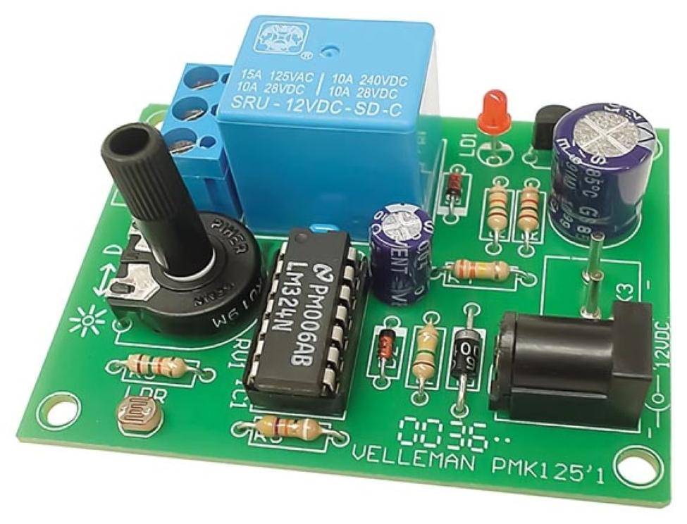 WHADDA Dämmerungsschalter Bausatz, automatisches Ein- und Ausschalten, Relaisausgang 24V/5A, 12 VDC