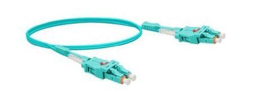 LWL Patchkabel Uniboot, 50/125 µm, OM3-Faser, LC Duplex Stecker/ LC Duplex Stecker, UPC, aqua, 1,0 m