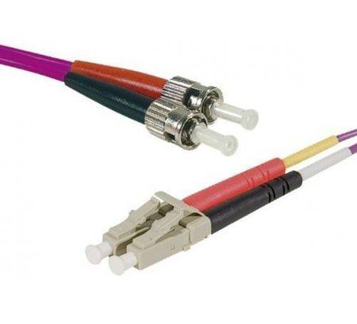 LWL Patchkabel HD, 50/125 µm, OM4-Faser, LC Duplex Stecker/2 x ST Stecker, erika-violet, 1,0 m UPC