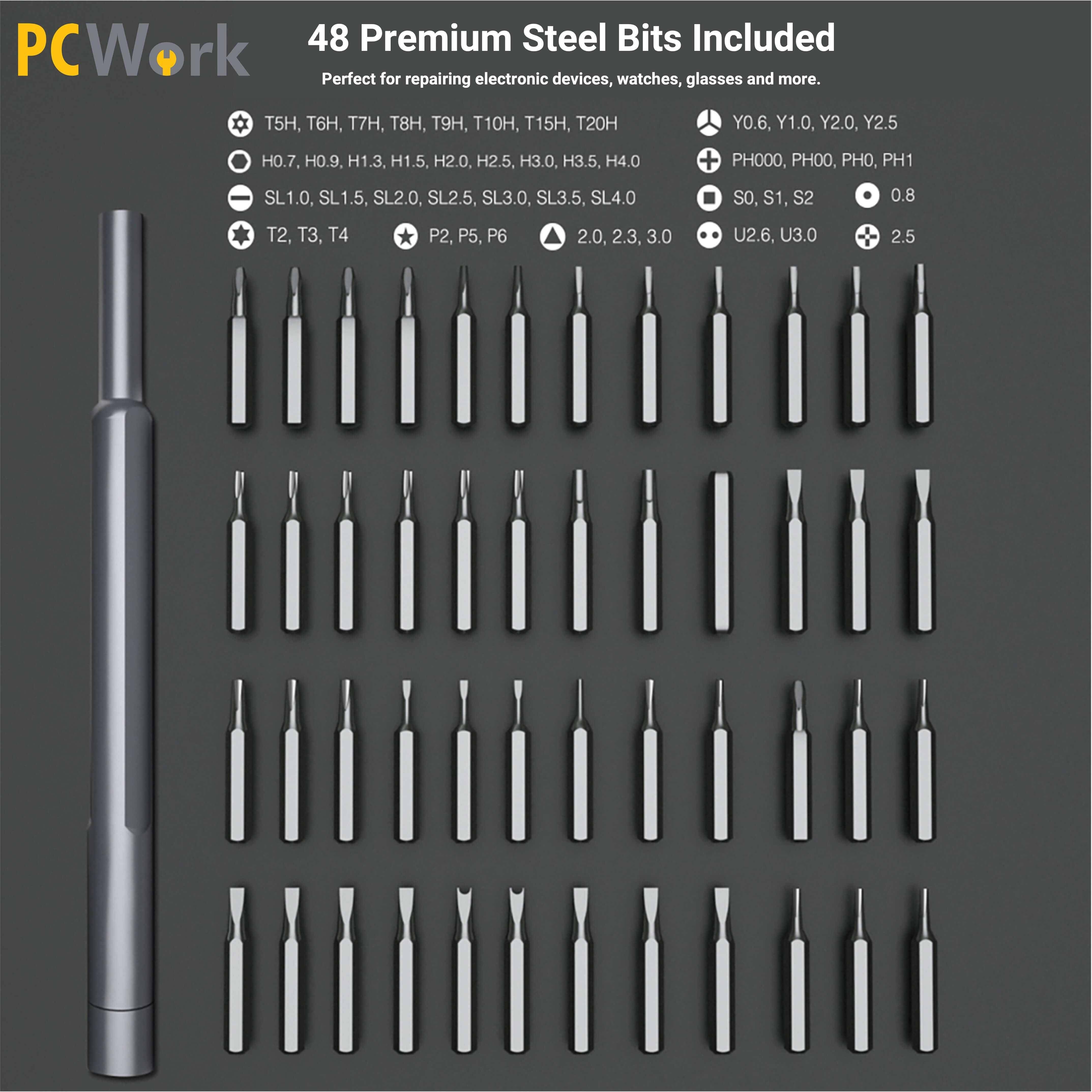 PCWork, PCW08B, Premium-Präzisionswerkzeug-Set, 48-teilig