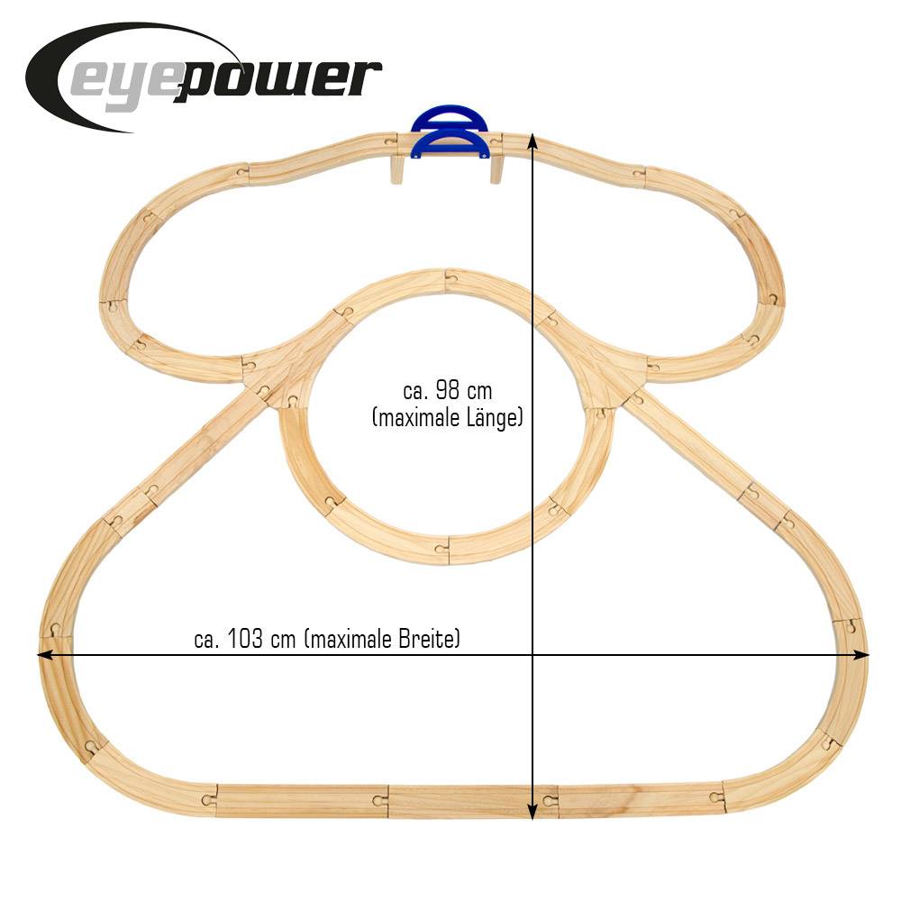 Holzeisenbahn für Kinder mit 130 Teilen Spielzeugeisenbahn mit über 5 m Länge