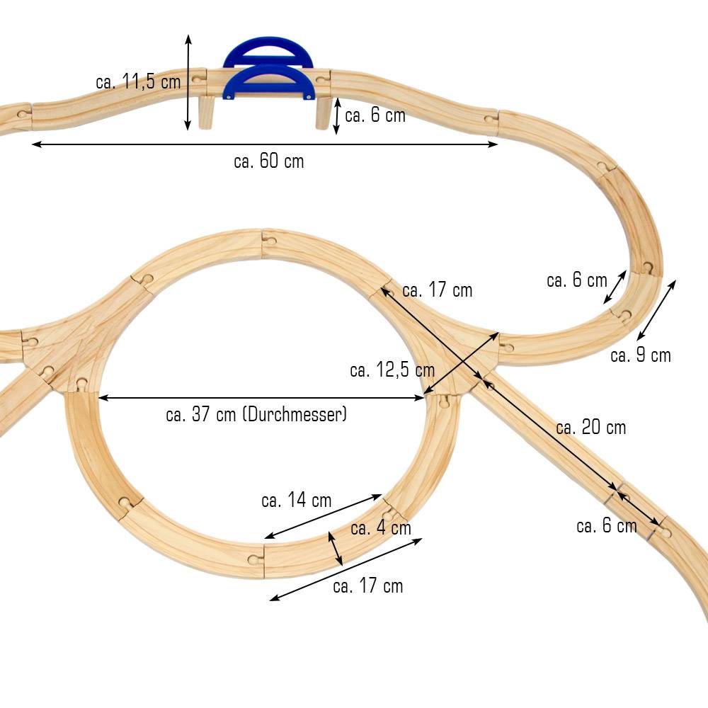 Holzeisenbahn für Kinder mit 130 Teilen Spielzeugeisenbahn mit über 5 m Länge