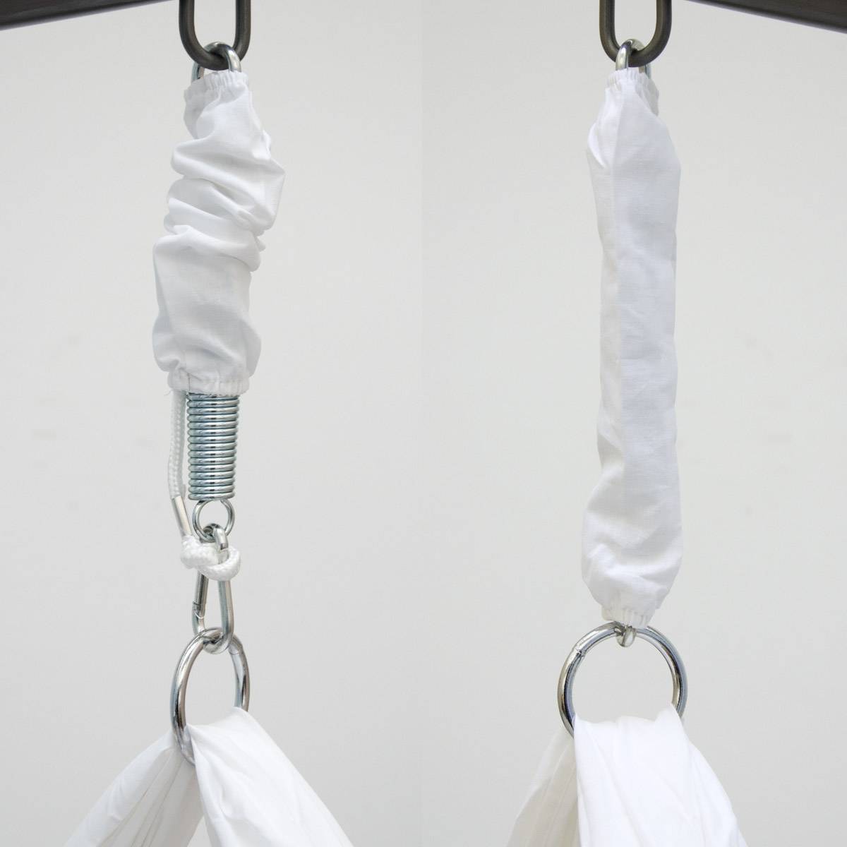 Matte HSG-170 Matte in Weiß + Holzstab + Feder mit 2 Karabiner für Hängestuhlgestell