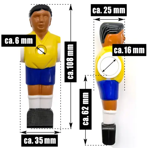 22 Tischkicker Figuren 16mm - Brasilien vs. Frankreich - Tischfussball Spieler 22 Tischkicker Figuren 16mm - Brasilien vs. Frankreich - Tischfussball Spieler