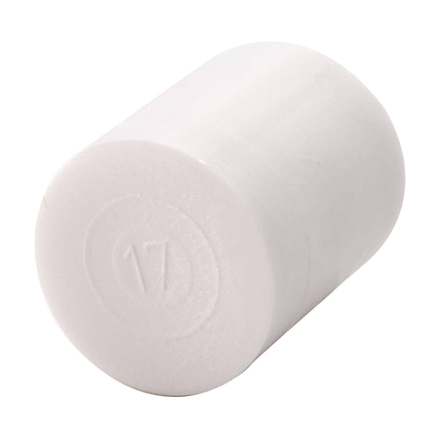 Weiße zylindrische Endkappe mit einer eingeprägten Nummer „17