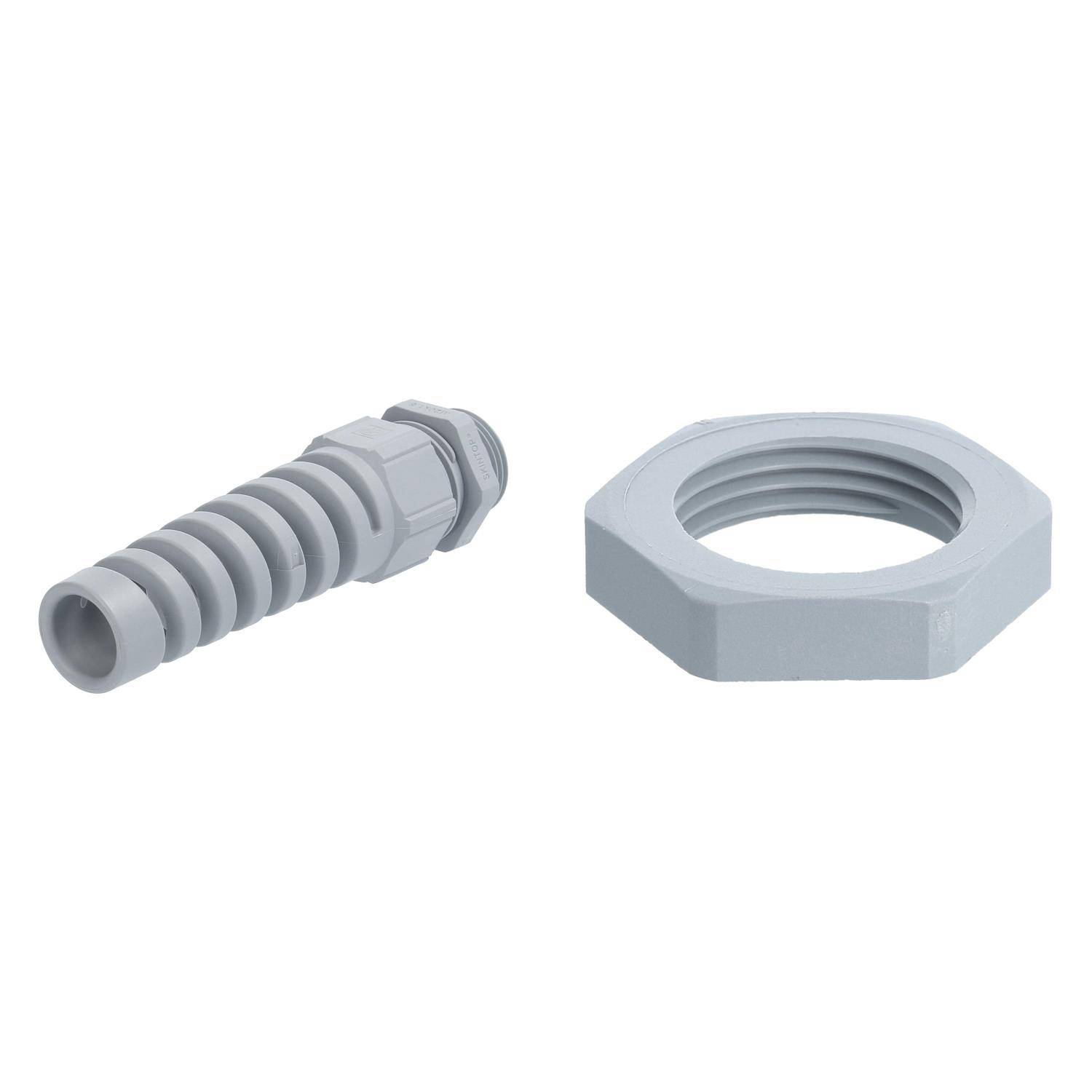 Kunststoff-Schlauchtülle-Adapter mit Sechskantmutter; Adapter verfügt über geripptes Design für eine sichere Schlauchverbindung; Mutter sechseckig zum Festziehen.