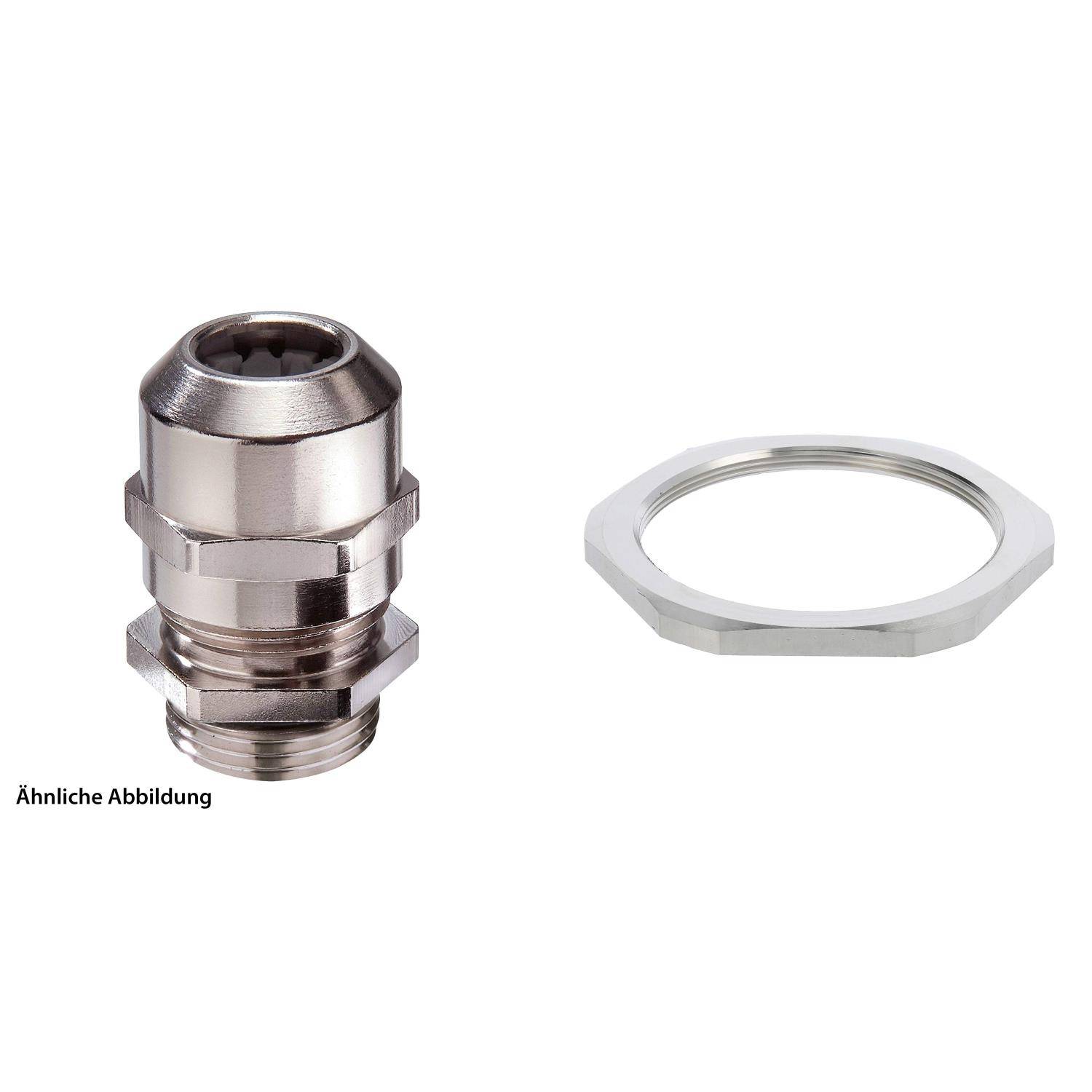 Metallisches Kabeleinführung mit Befestigungsring, verwendet zum Sichern und Schützen von Kabeln, die durch eine Öffnung oder ein Gehäuse führen.