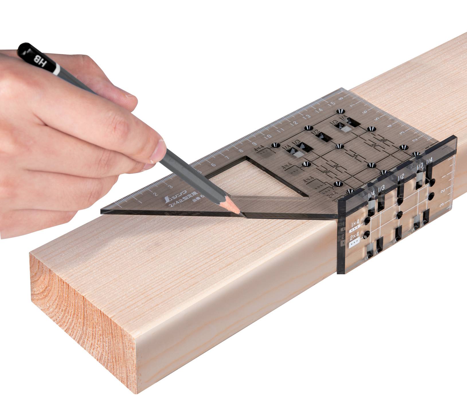 Shinwa 12567 3-D-Anschlag-Gehrungswinkel 45°/90° by FAMEX (32723) Anschlagwinkel Winkelmesser - aus Polycarbonat