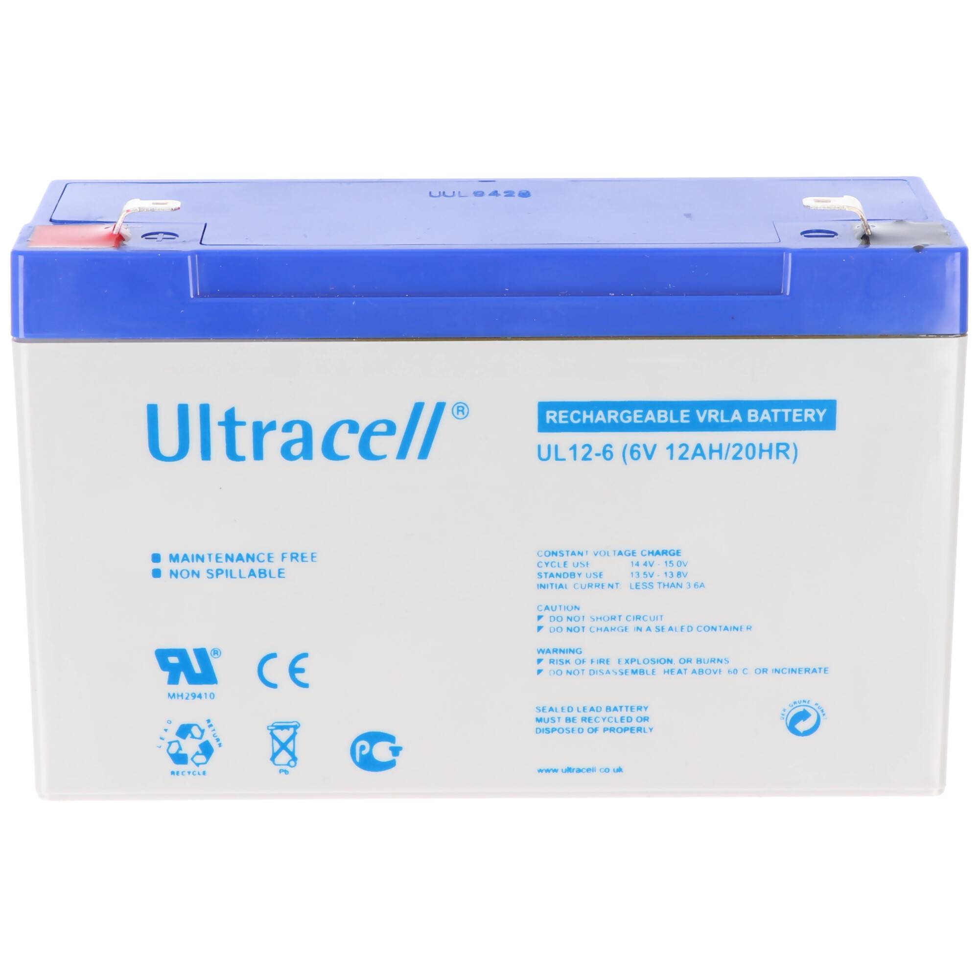 Ultracell UL12-6 6V 12Ah Bleiakku AGM Blei Gel Akku
