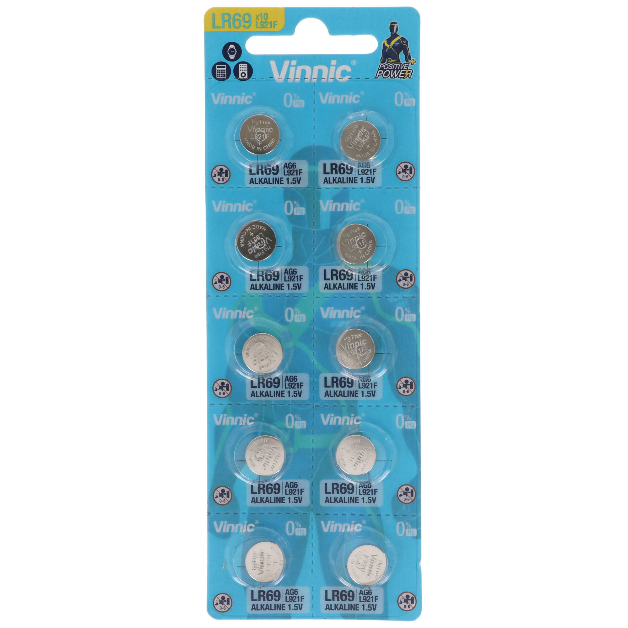 10er Pack Knopfzelle AG6, LR921, LR69, V371, SR69, L912 F, L912F