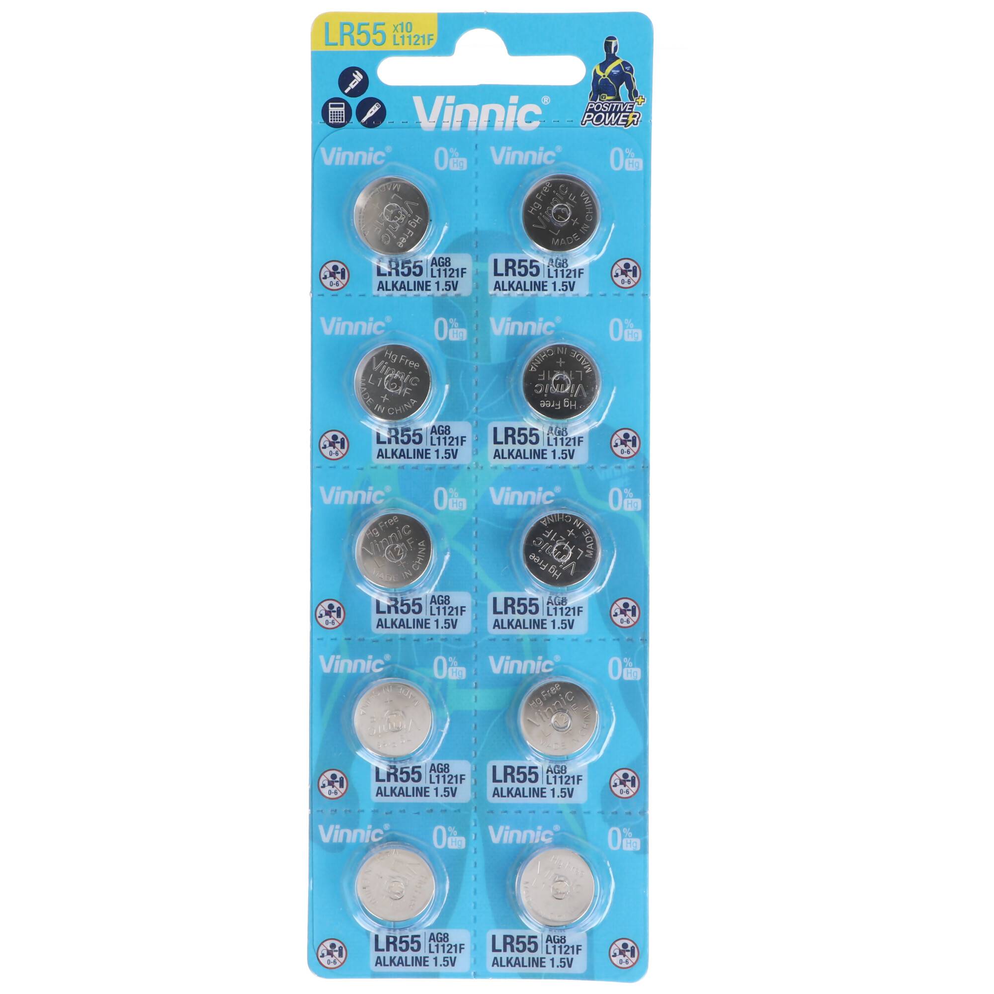 10 Stück LR55 Knopfzelle V8GA, 191, 80, LR1120, LR1121, LR4230 Batterie