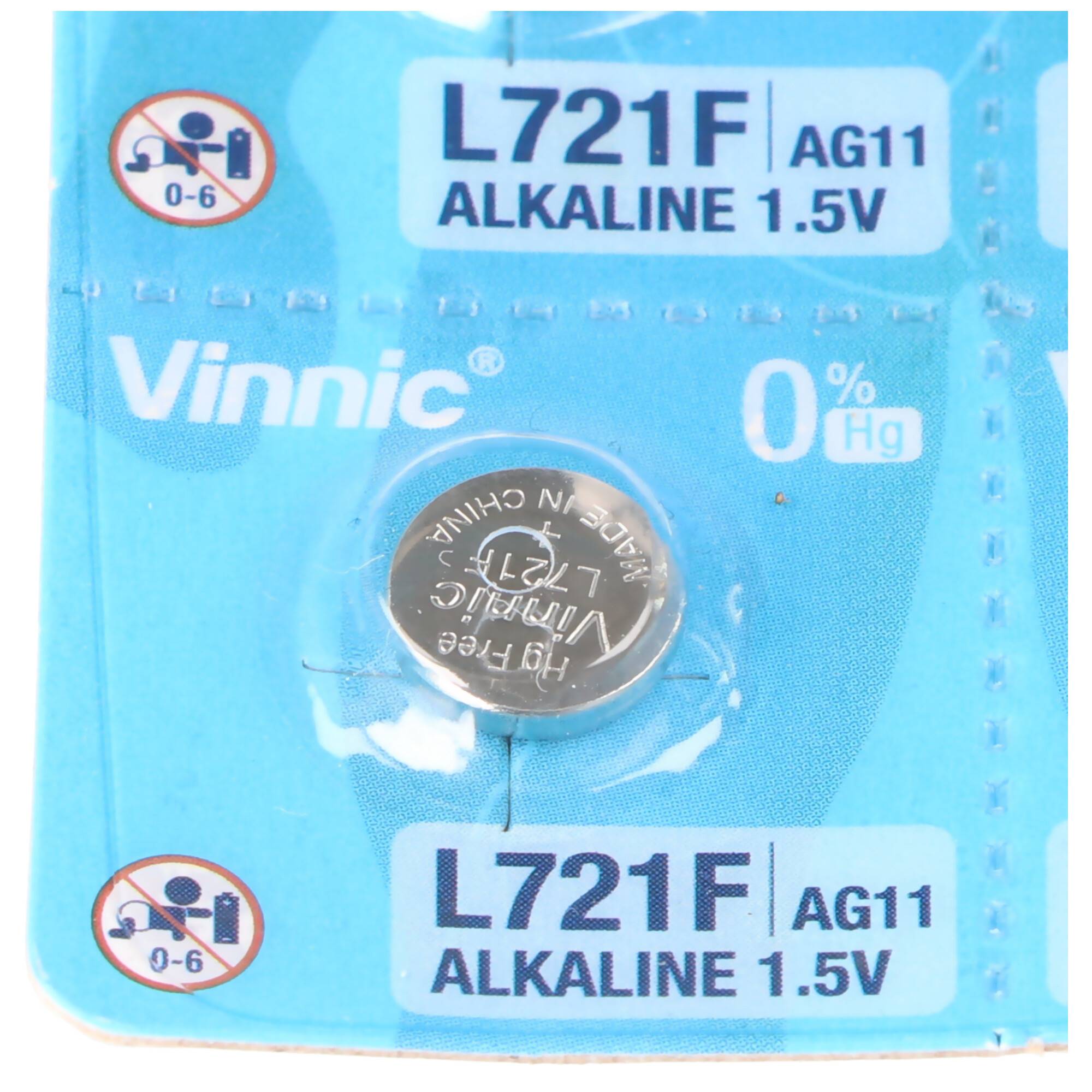 10 Stück Vinnic Knopfzellen AG11, Batterie, 7,9x7,9x2,1mm