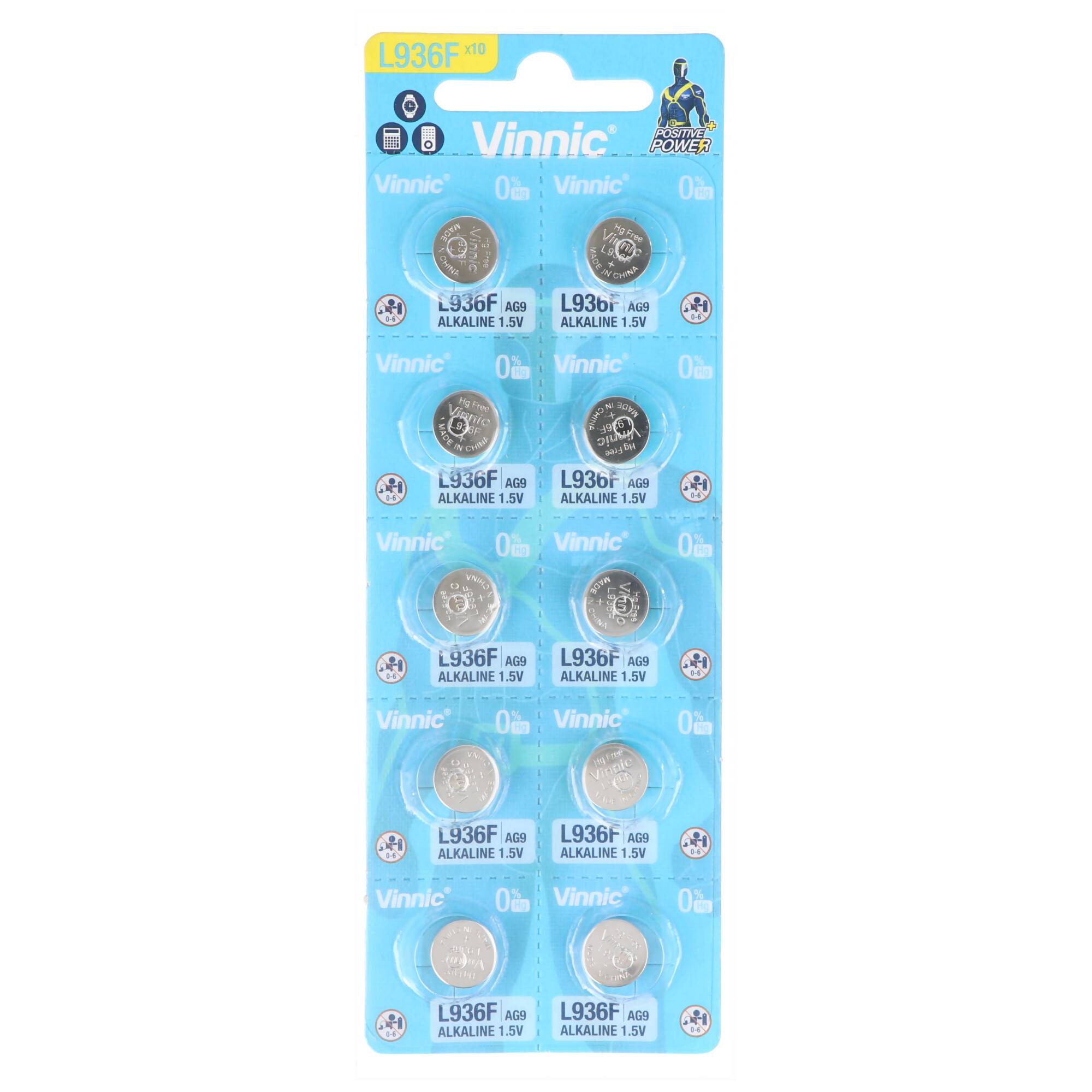 10 Stück Knopfzellen AG9, L936, SR936, SR45, 394, 524, RW33 Alkaline Batterie