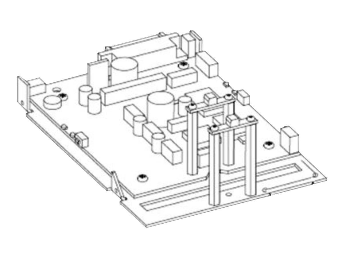 Isometrische technische Zeichnung einer mechanischen Montagebasierplatte mit Zylindern, Blöcken, Schienen und Stützrahmen.