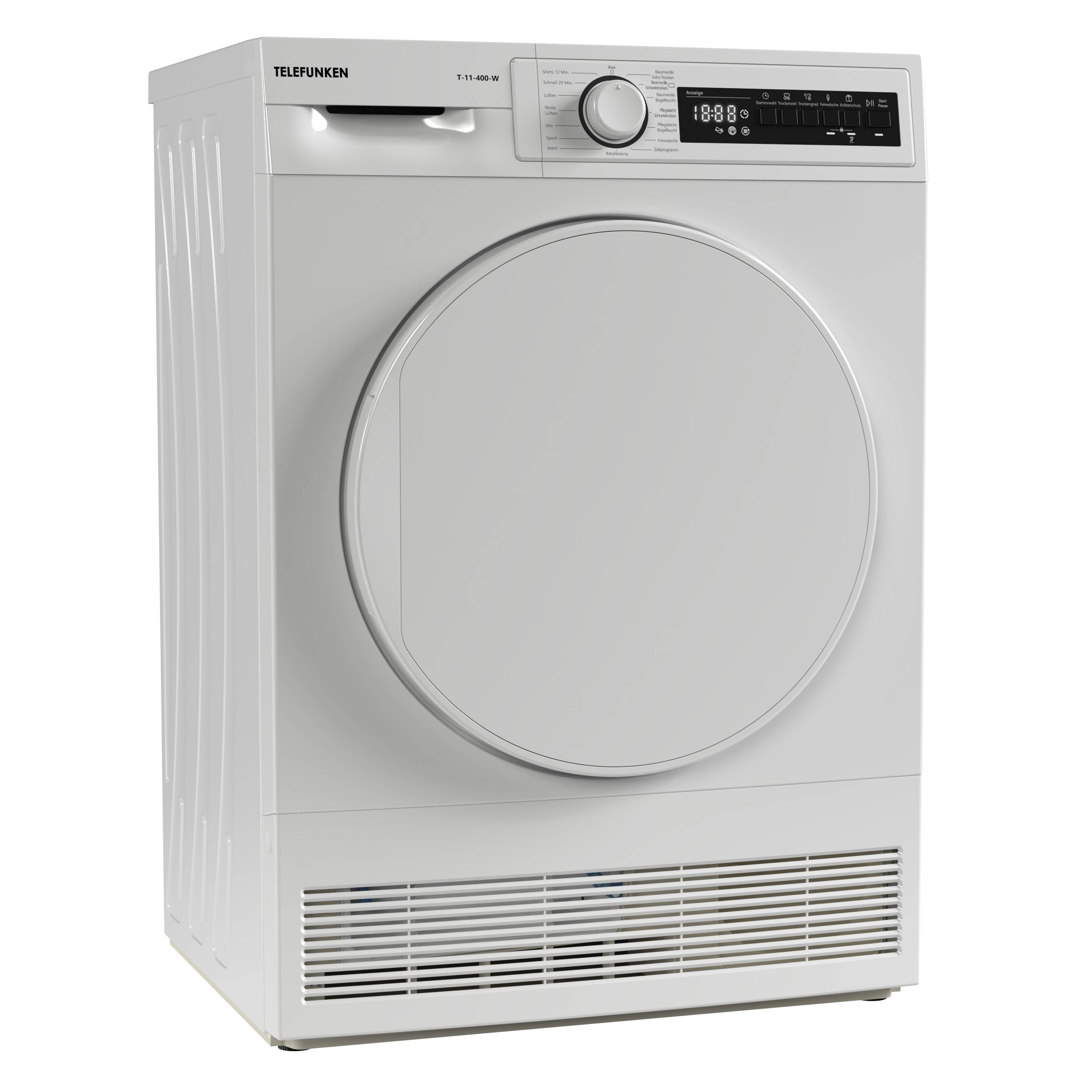 Telefunken T-11-400 Kondenstrockner / 7kg Trockner mit 15 Programmen, Startzeitvorwahl & Knitterschutz