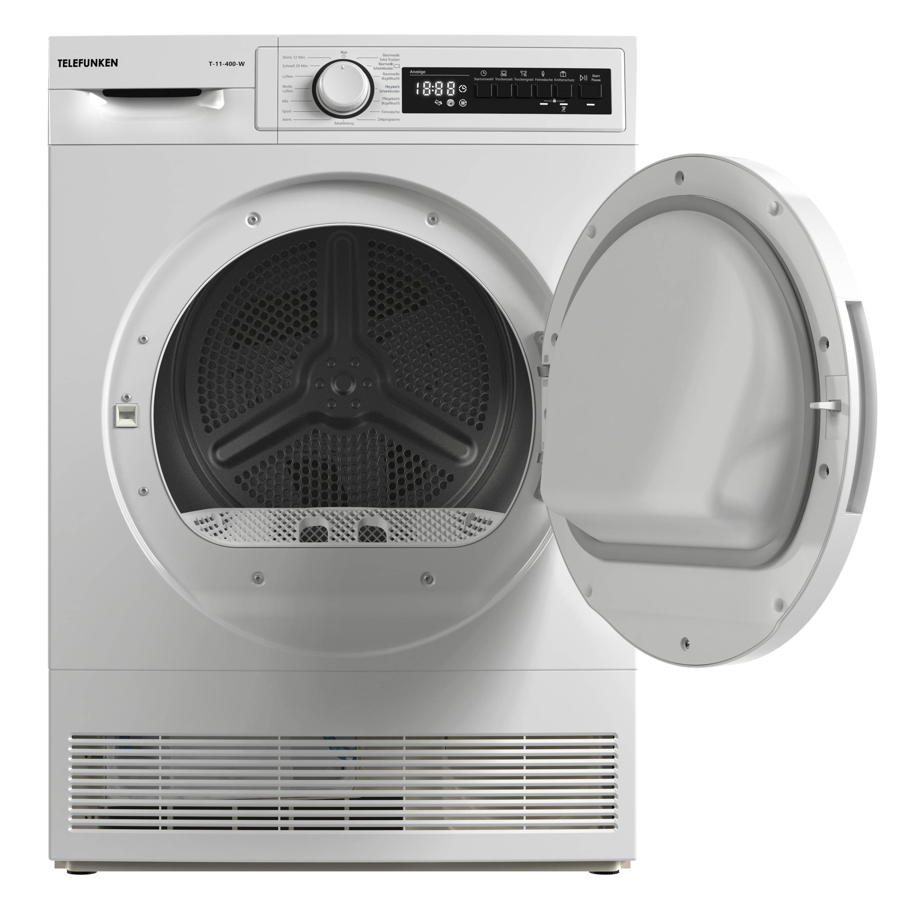 Telefunken T-11-400 Kondenstrockner / 7kg Trockner mit 15 Programmen, Startzeitvorwahl & Knitterschutz
