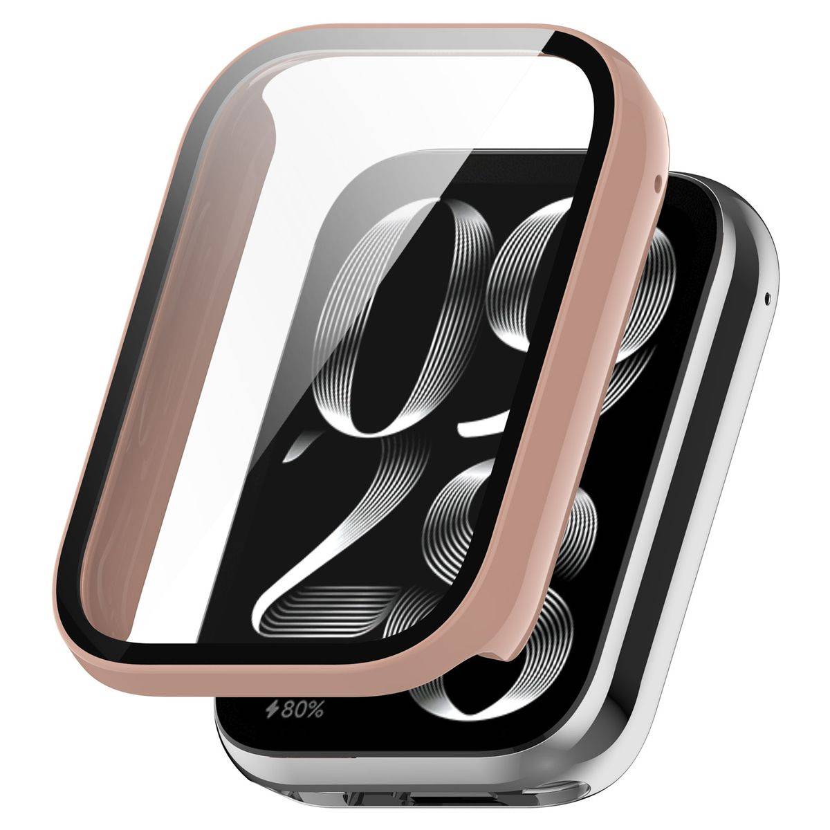 Für Xiaomi Mi Band 8 Pro Kunststoff Watch Hülle + H9 Schutzglas Pink