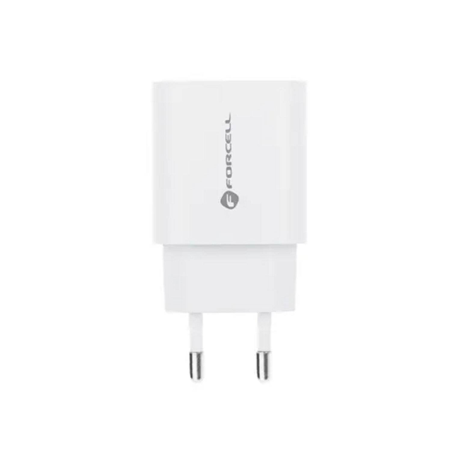 Forcell Wandladegerät mit USB-Typ-C-Anschluss – 3 A, 30 W mit zwei Anschlüssen: USB Typ C und USB A