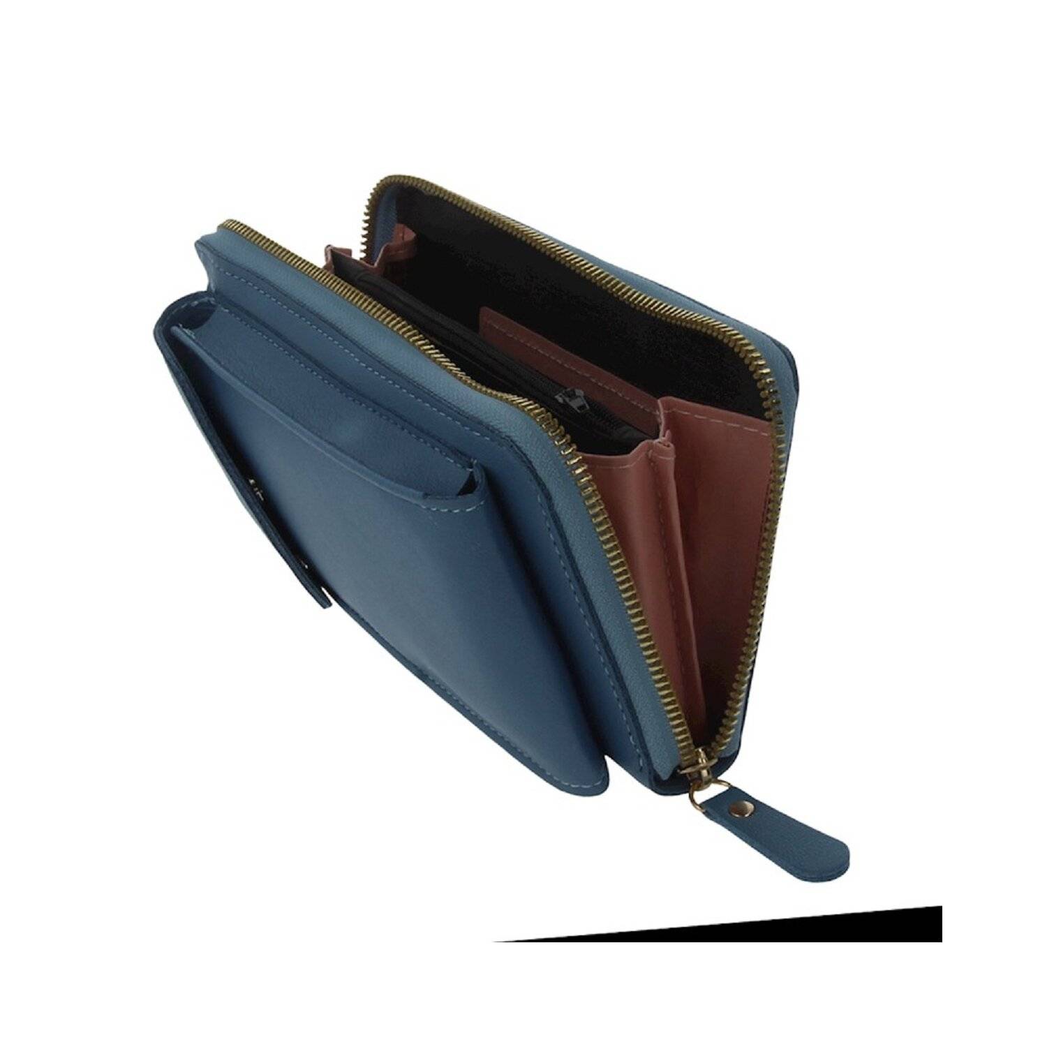 Handytasche mit eingebautem Portemonnaie Blau