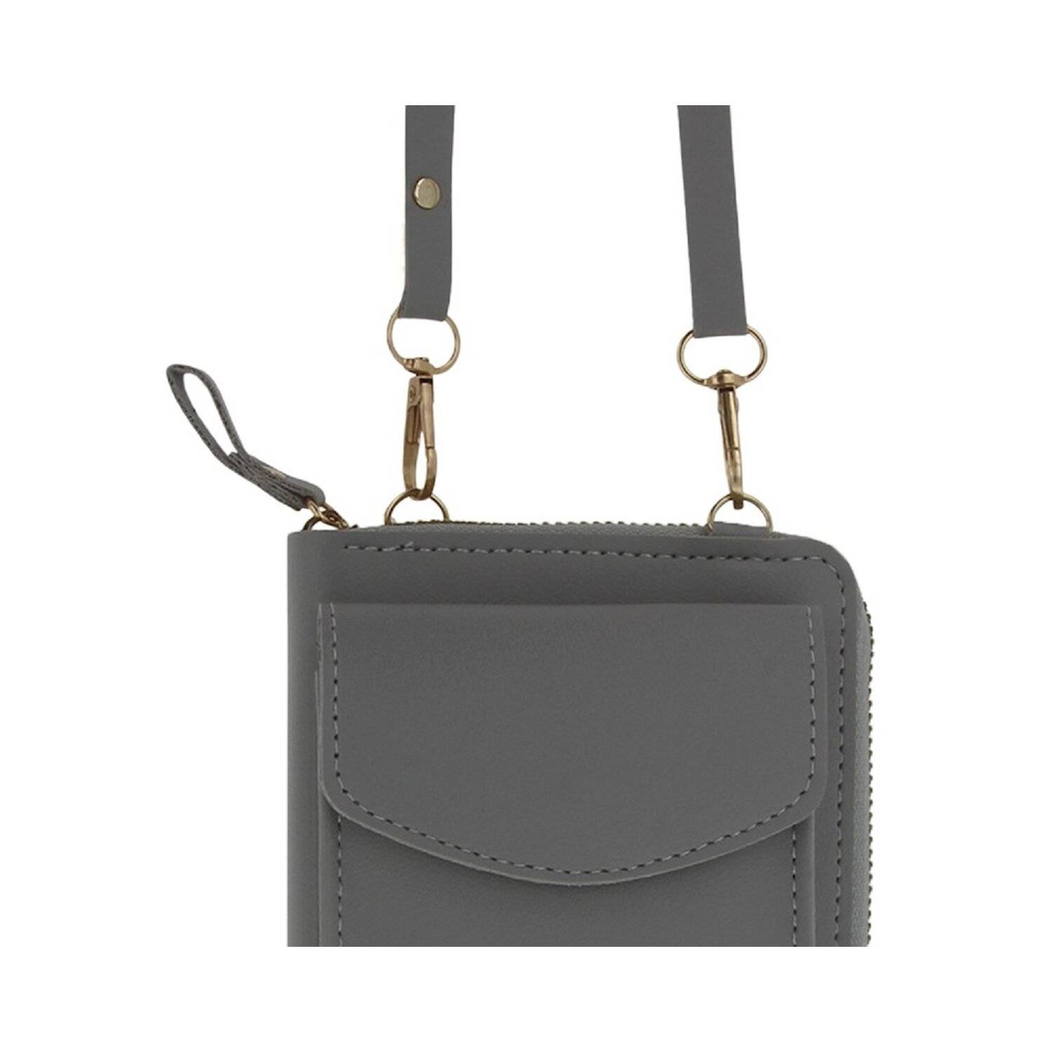 Handytasche mit eingebautem Portemonnaie Grau
