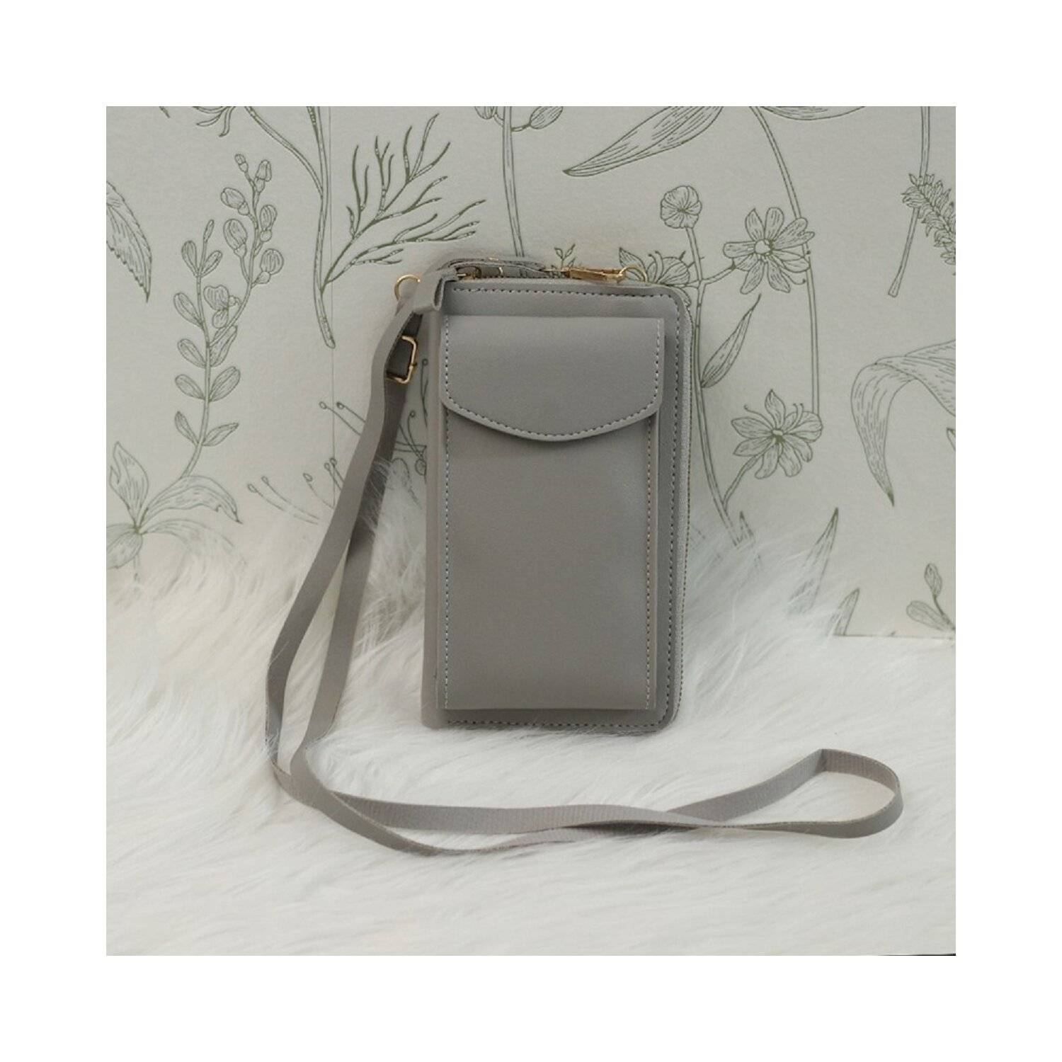 Handytasche mit eingebautem Portemonnaie Grau