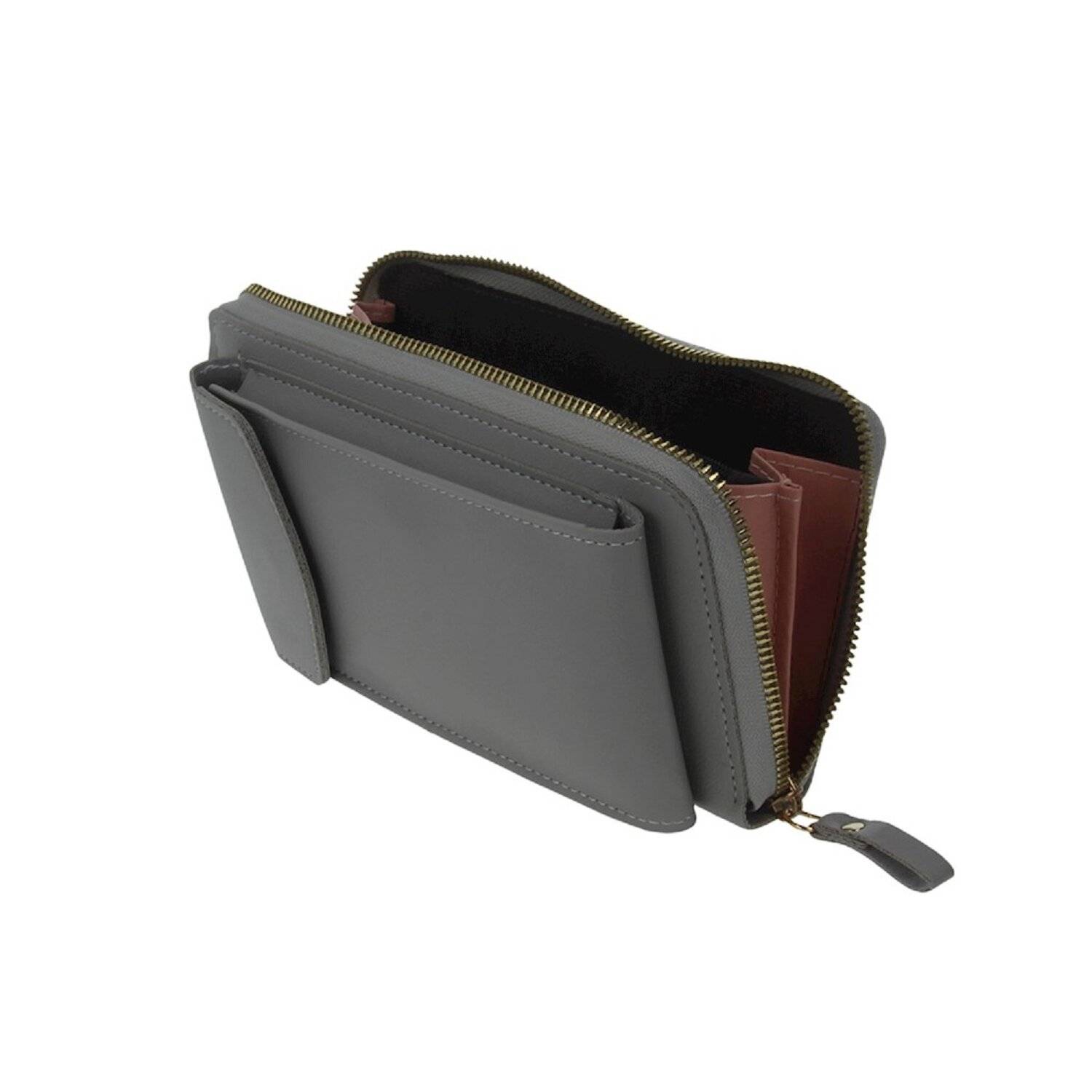 Handytasche mit eingebautem Portemonnaie Grau