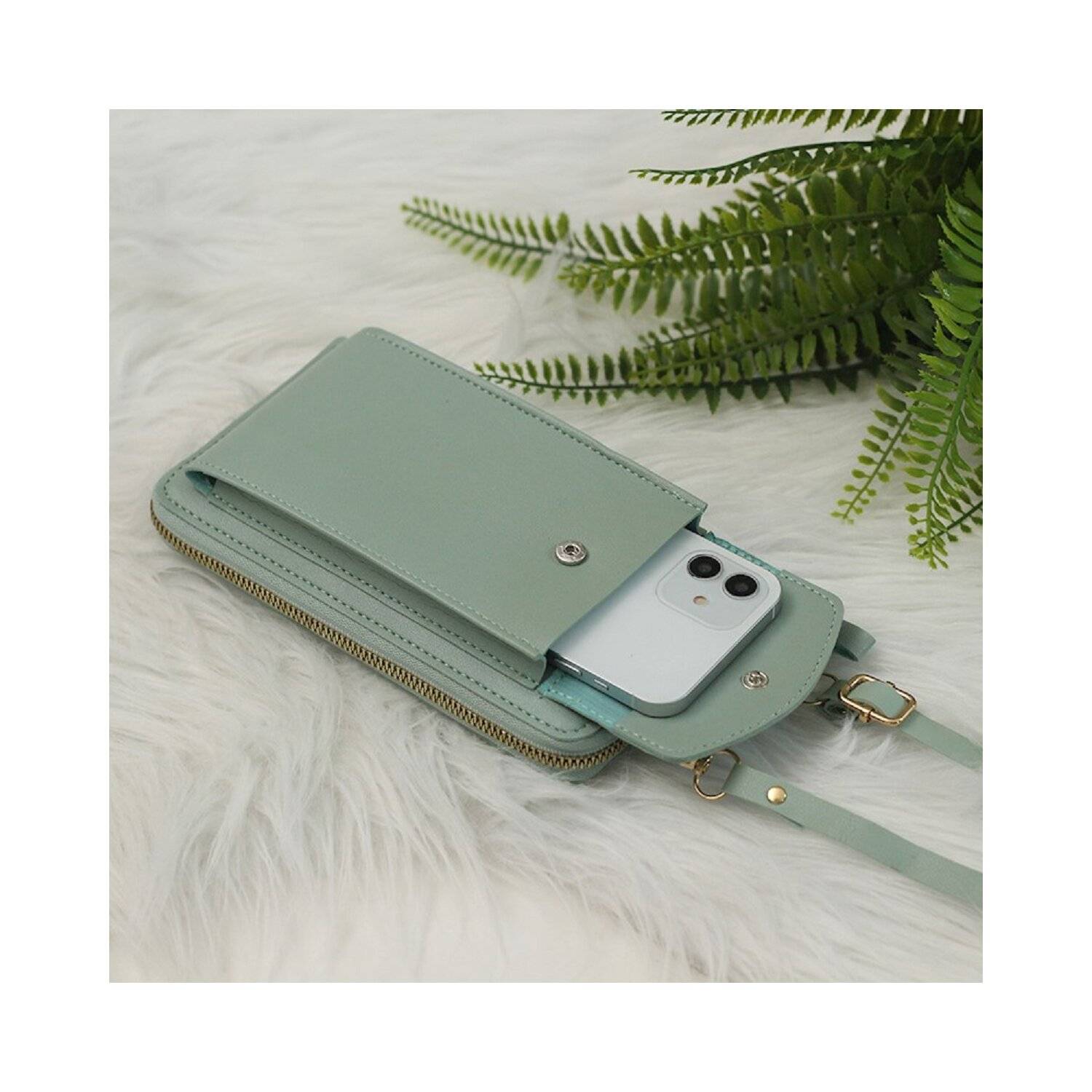 Handytasche mit eingebautem Portemonnaie Mint