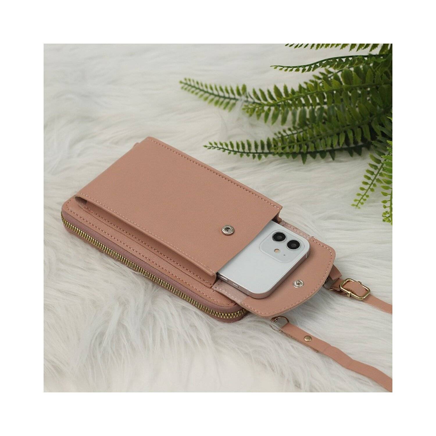 Handytasche mit eingebautem Portemonnaie Nude