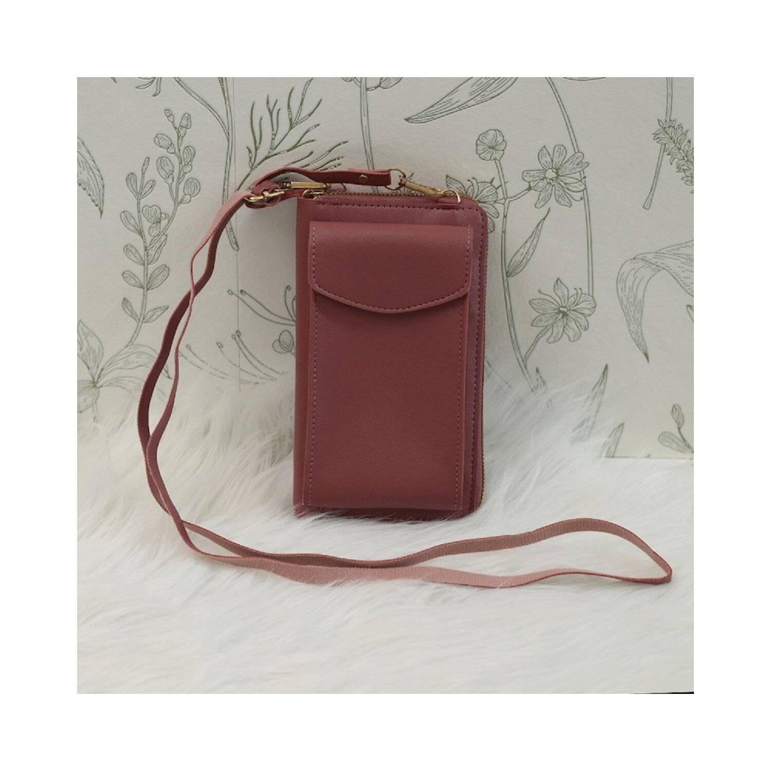 Handytasche mit eingebautem Portemonnaie Pink