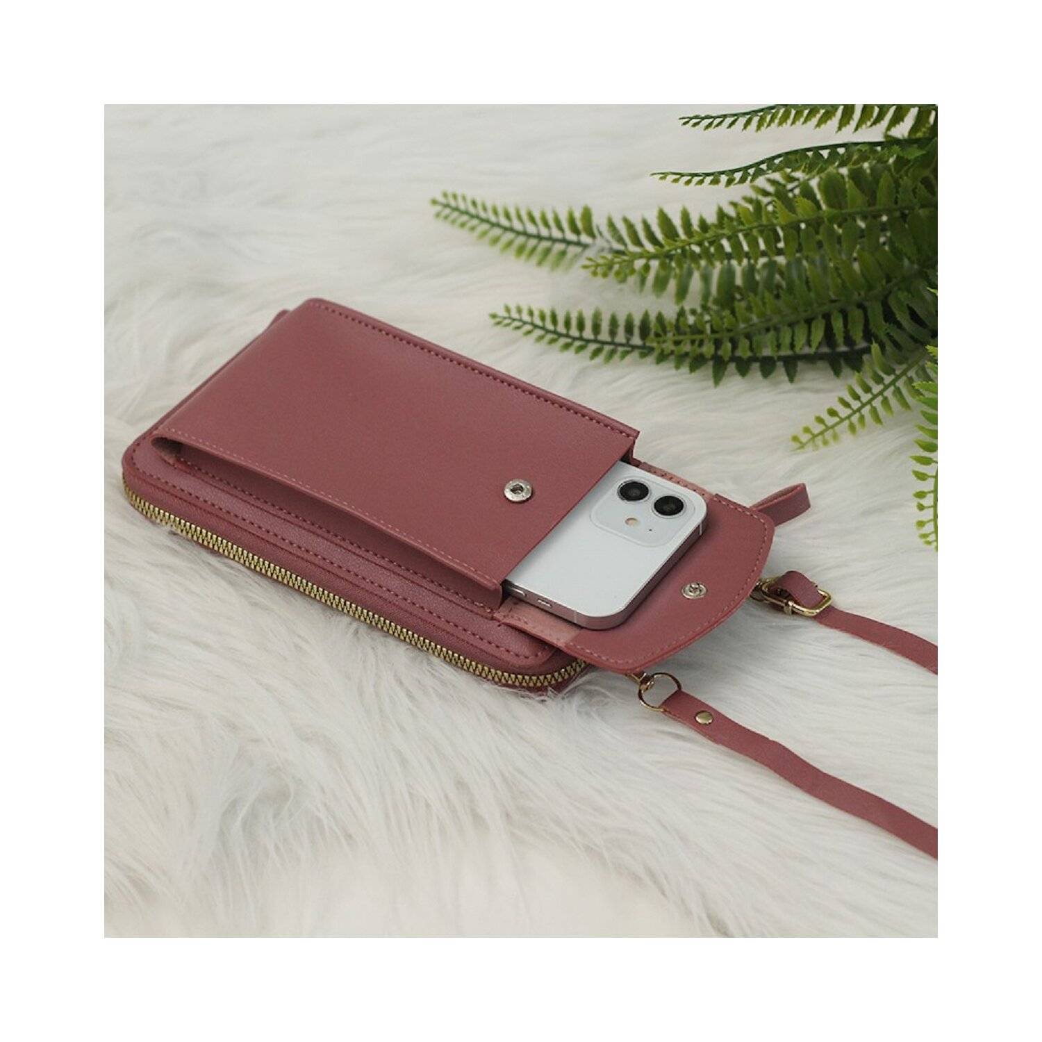 Handytasche mit eingebautem Portemonnaie Pink