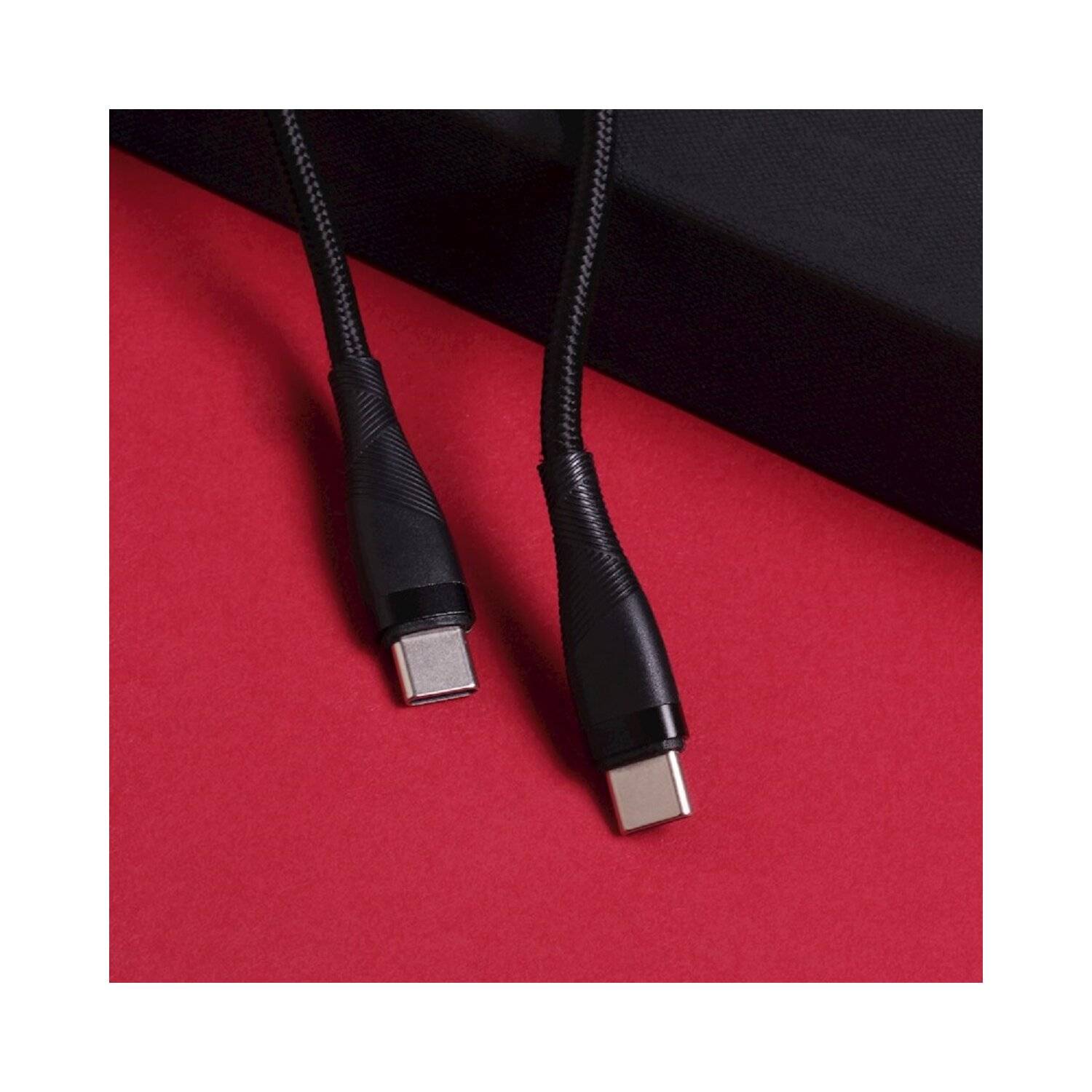 Maxlife MXUC-08 Kabel USB-C - USB-C 1,0 m 100W schwarz nylon