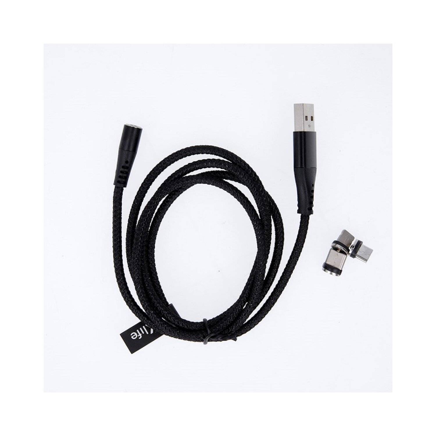 Maxlife MXUC-03 magnetisches Kabel USB - iPhone + USB-C + microUSB 1,0 m 3A schwarz nylon