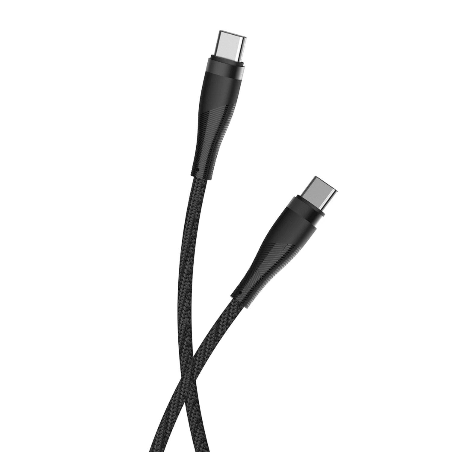 Maxlife MXUC-08 Kabel USB-C - USB-C 1,0 m 60W schwarz nylon