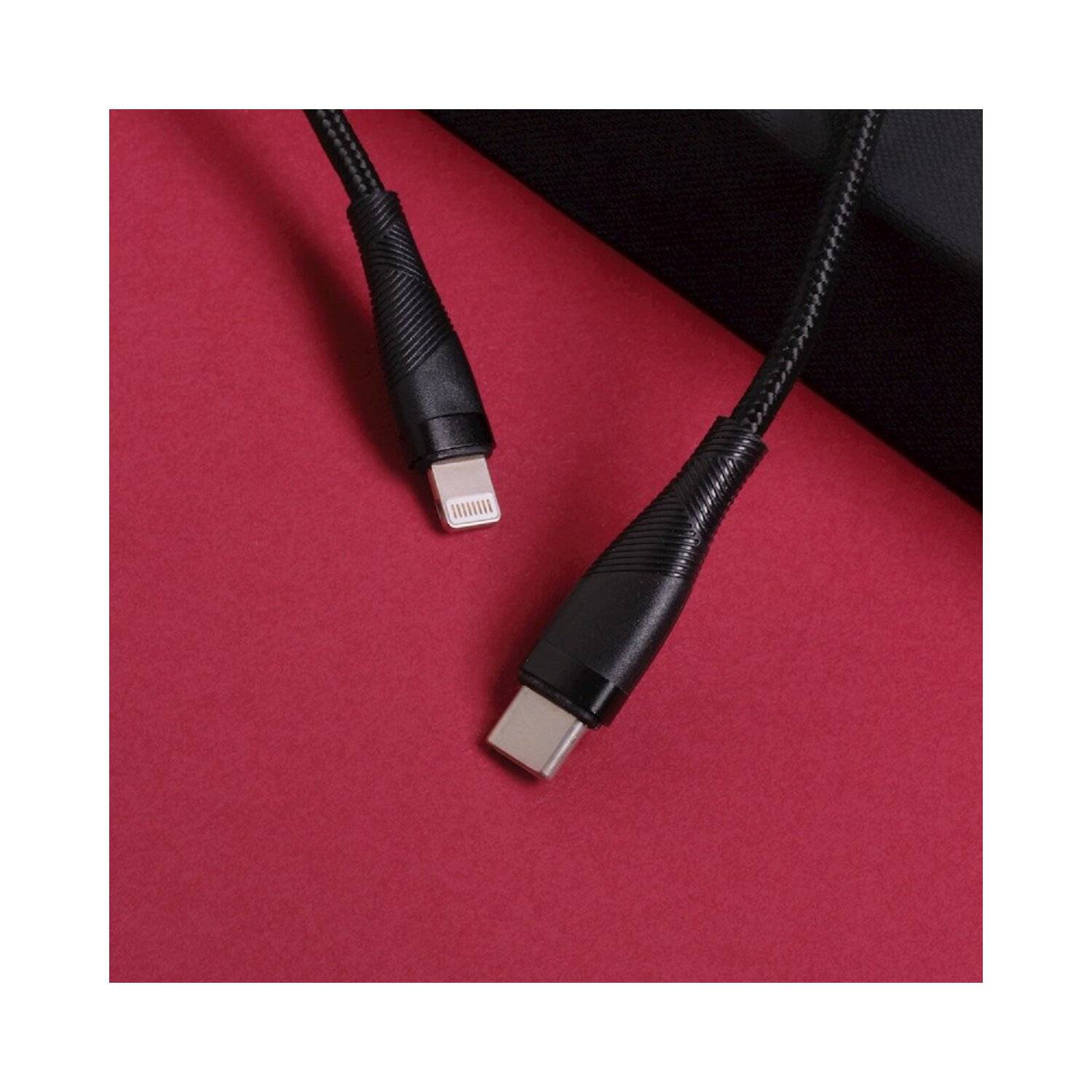 Maxlife MXUC-08 Kabel USB-C - iPhone 1,0 m 27W schwarz nylon