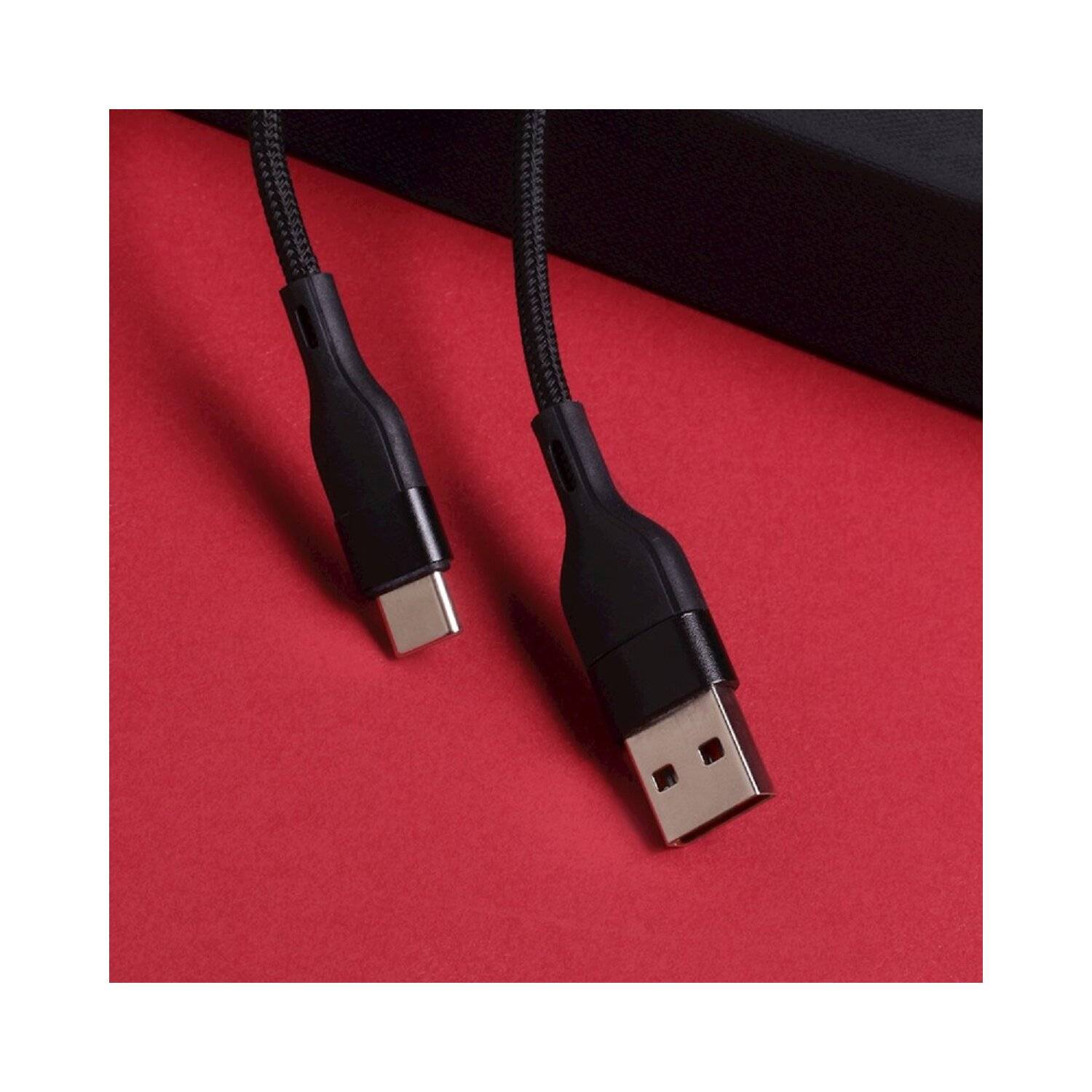 Maxlife MXUC-07 Kabel USB - USB-C 1,0 m 3A schwarz nylon