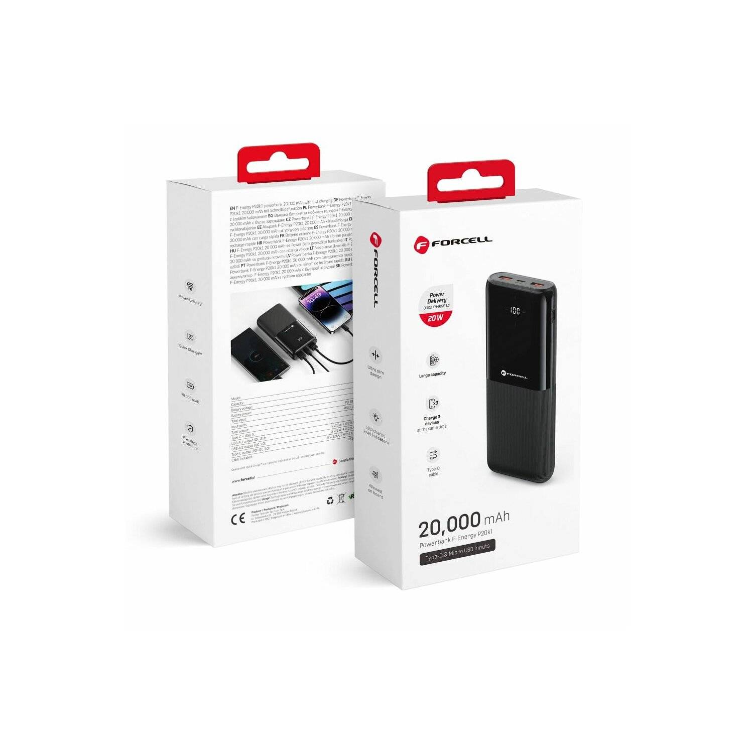 FORCELL Powerbank F-Energy P20k1 PD 20W QC 20000mah black